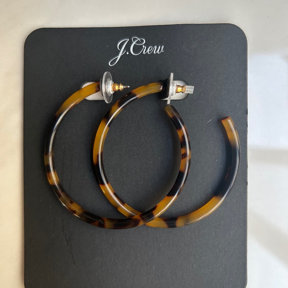 J Crew Tortoise Hoop Earrings
